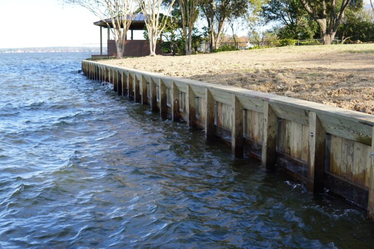 Completed Wood Bulkhead Open Water Lake Conroe