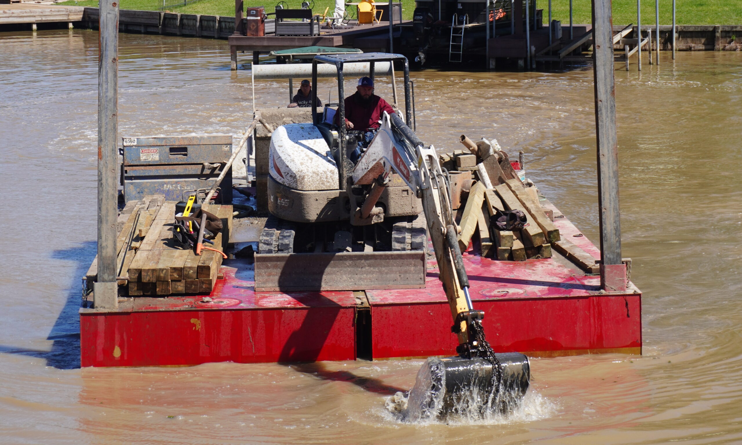 Marine Dredging on Lake Conroe & Lake Livingston 1 G&C construction barge crew dock installation Lake Conroe
