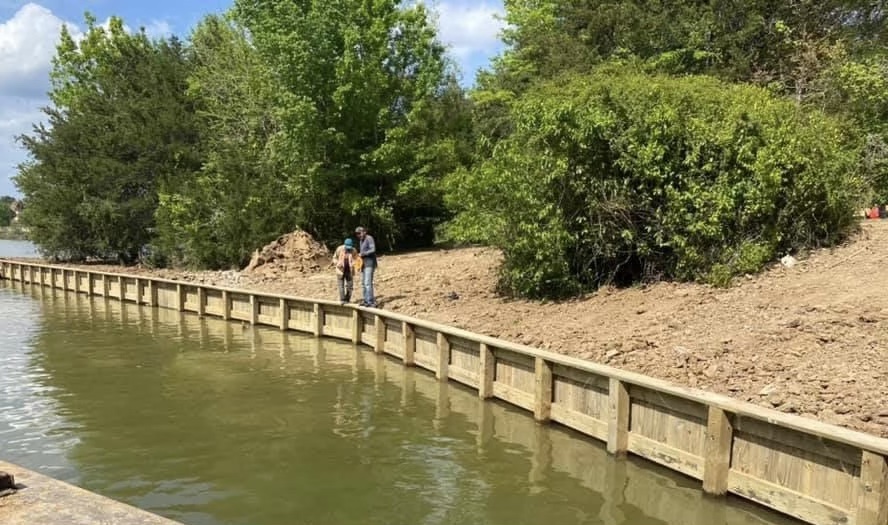 Our Process 1 dock construction process Lake Conroe — G&C crew conducting on-site evaluation