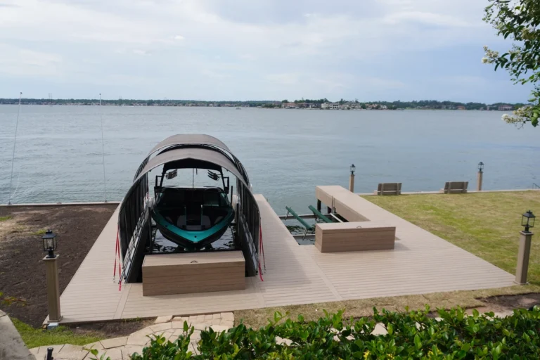 Composite Dock Retractable Canopy Boat Lift Lake Conroe