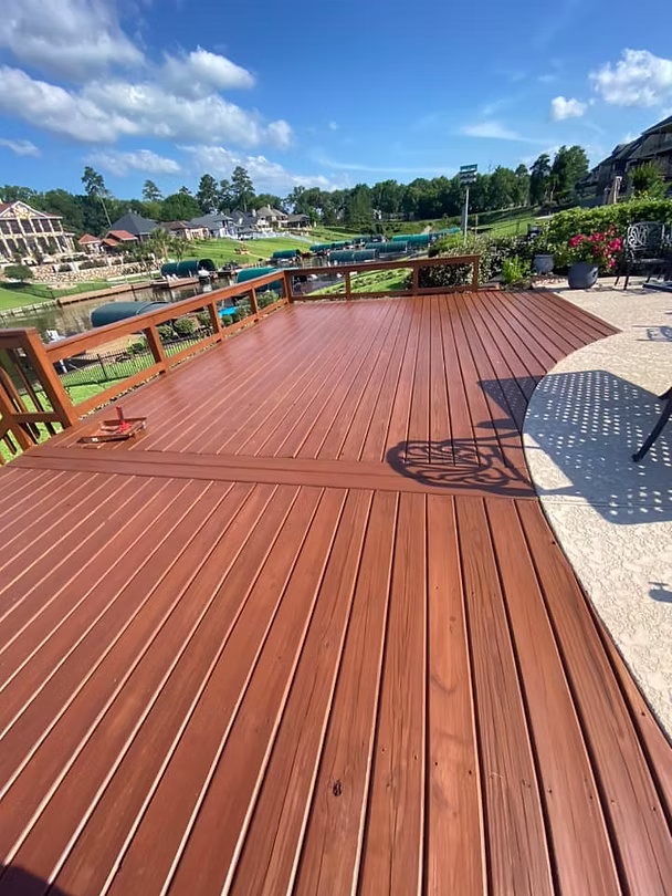 Finished Wood Deck Lakefront Patio
